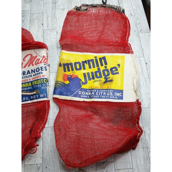 Vintage Lot of 3 Texas Oranges Lemons Mesh Bushel Bags Bag Fruit Donna Citrus - Picture 10 of 16
